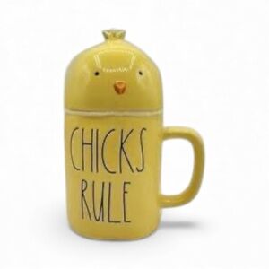 New Rae Dunn Chicks Rule Coffee Mug with Removable Chick Topper Cup Chicken